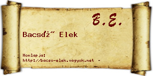 Bacsó Elek névjegykártya